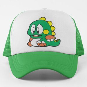 NEW Bubble Bobble Bub Dragon Foam Trucker Mesh Snapback Hat 2-TONE: GREEN WHITE